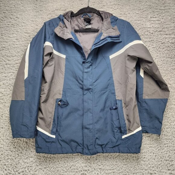 The North Face Jacket Boys Large Blue HyVent Hooded Nylon Full Zip Jacket *Read*